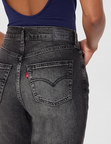 Image of Women's Mid Rise Relaxed Tapered Fit Black Jeans