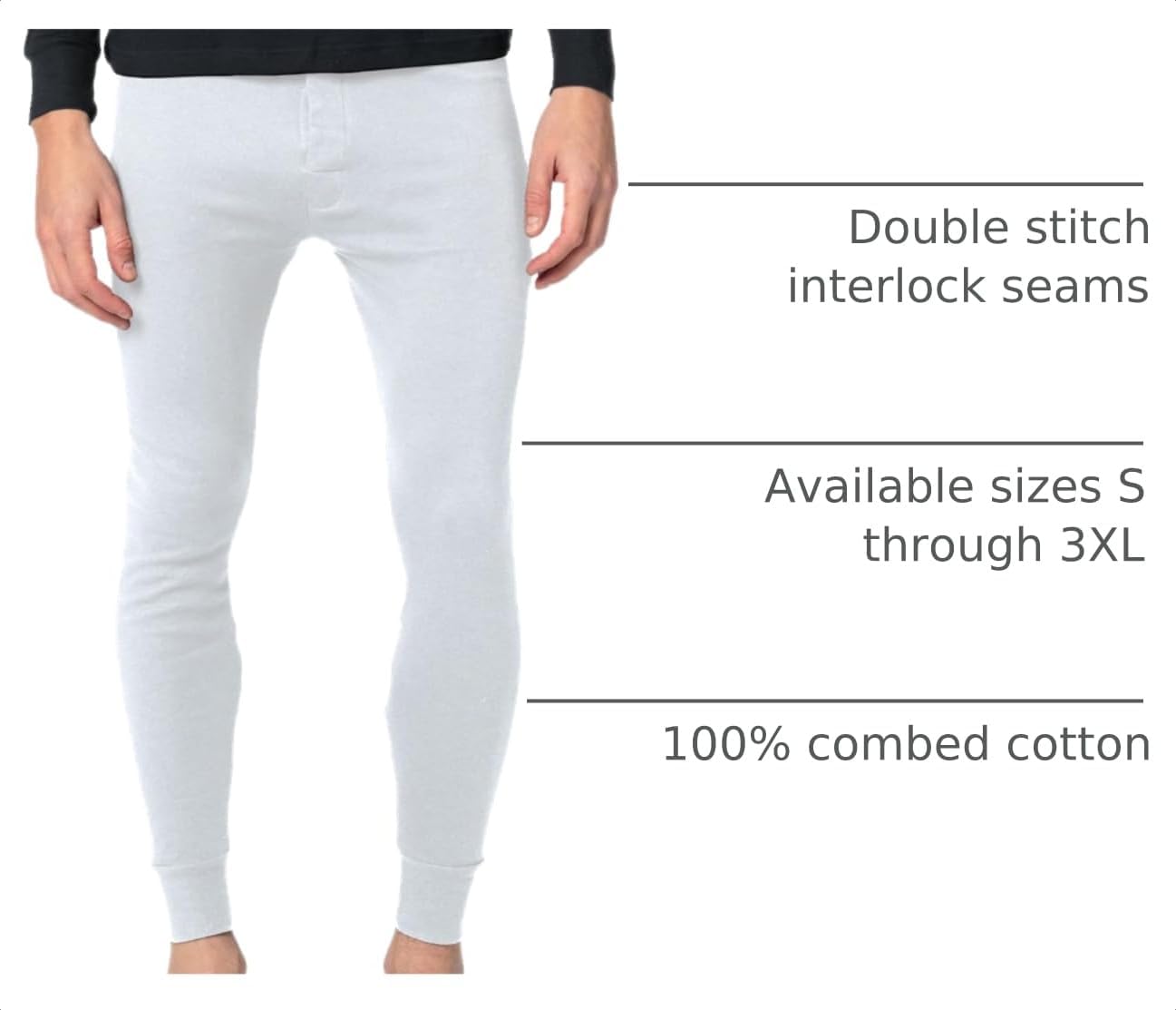 Andrew Scott Men's 3 Pack Premium Cotton Base Layer Long Thermal Underwear Pants