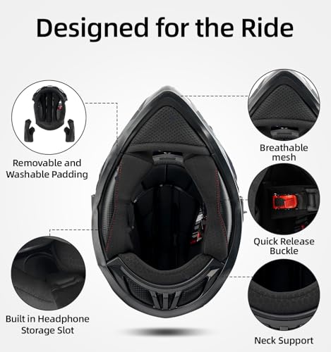 Orthrus Dual Sport Adventure Motorcycle Helmet DOT Certified for Adults, UV Protected Dual Visor & Intercom Slot, ATV UTV Dirt Bike Snowmobile Off Road Helmets (X100,L) by Orthrus - Image 6