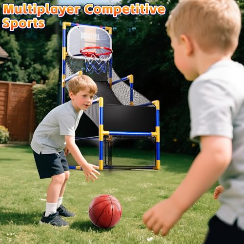 Kids Arcade Basketball Game Set with 4 Balls and Air Pump, Indoor Outdoor Basketball Hoop Sports Toy Gifts for Kids Boys Girls 3-12 Years Old, Ideal for Competition and Carnival Party Games - Image 4