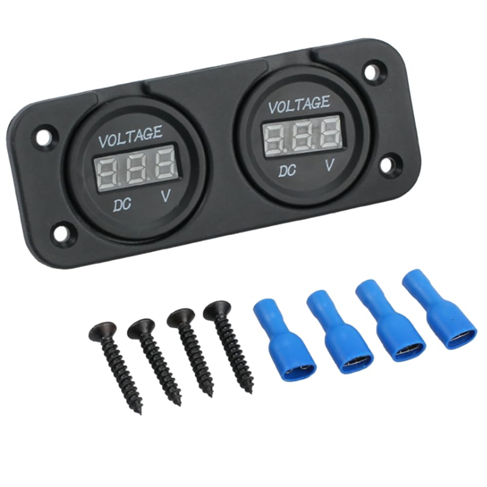 Voltmetro digitale a doppio LED MASO 12V-24V, doppia batteria per auto e moto, pannello di superficie per voltmetro con display a LED