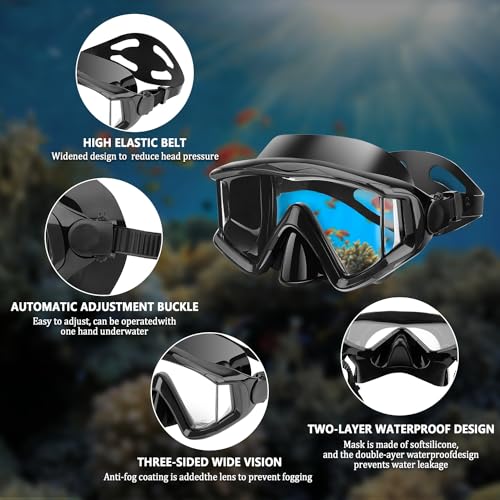 Diving mask Anti-Fog Swimming Snorkel mask Suitable for Adults Scuba Dive Swim Snorkeling Goggles Masks