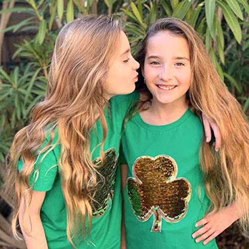 Image of St. Patrick's Day Shirt for Kids Flip Sequin Girls and Boys Green T-Shirt Clothing 4-12 Years