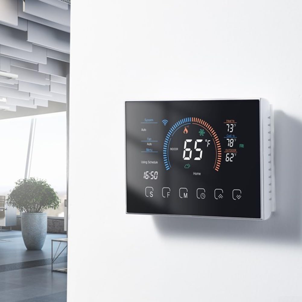 Programmierbares digitales Thermostat für Wärmepumpen, WLAN-Raumregler mit 4,3-Zoll-Vollfarbbildschirm, App- und Sprachsteuerung, kompatibel mit
