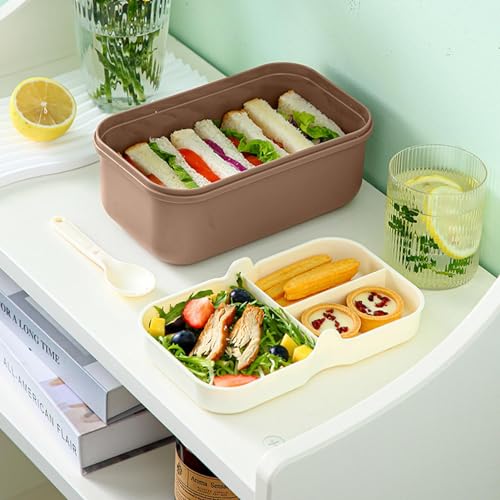Auslaufsicherer, auslaufsicherer Lunchbehälter für Kinder | geteilter, mehrschichtiger Lunchbehälter 1600 ml, mikrowellengeeignet, spülmaschinenfest und konge