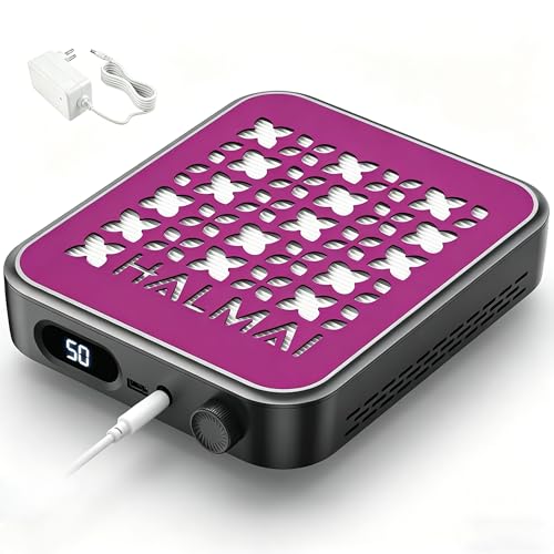 HALMAI Collecteur de poussière pour ongles - Aspiration de 800 Pa et moteur sans balais de 5000 tr/min pour ongles en acrylique, outil de salon compact et...