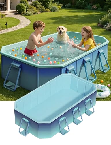 Image of Foldable Pool for Kids Adults - Non-Inflatable Swimming Pools for Backyard Garden Outdoor Folding Collapsible Dog Above Ground Pool Kiddie Pool 90 inch X 54 inch X 21 inch