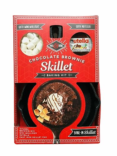 Chocolate Brownie Cast Iron Skillet Baking Kit - Bake Irresistibly Gooey Brownies with a Rustic Twist - Homemade Delicious Recipe - Delightful Treats