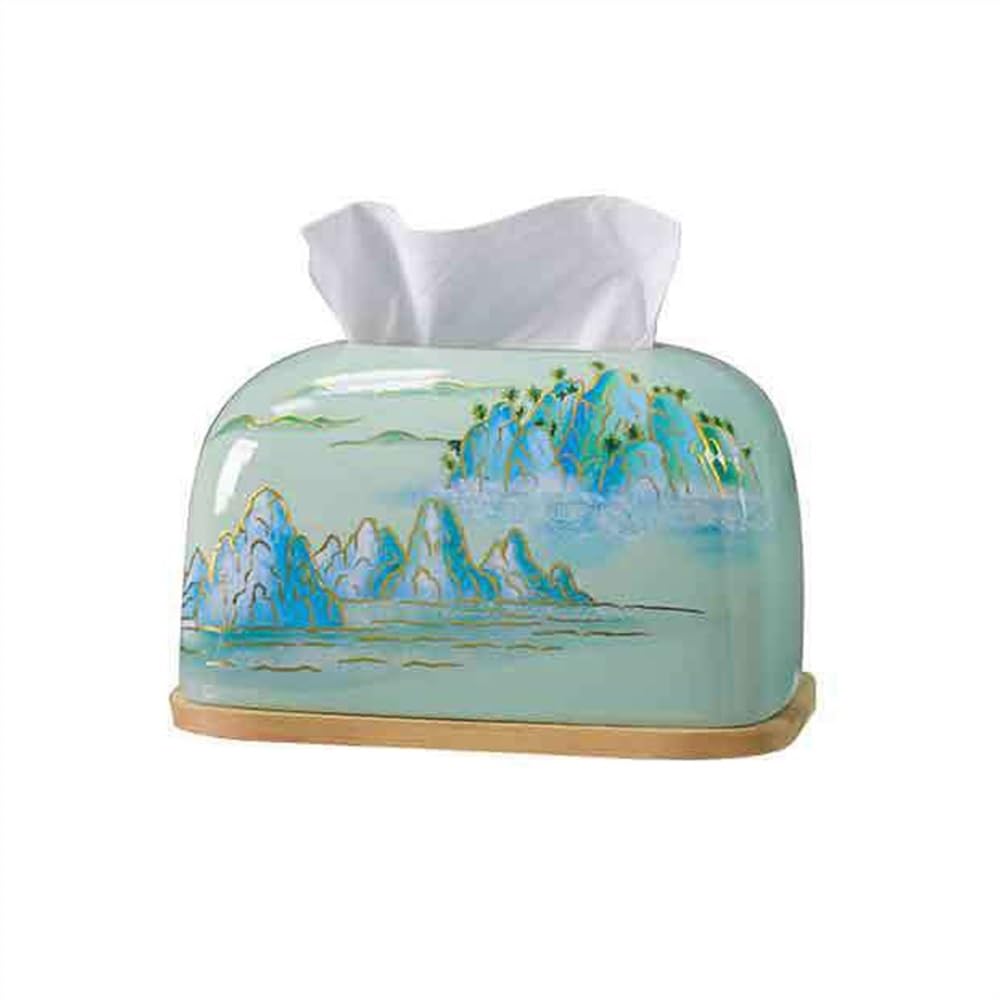 Tissue Case Chinese Tissue Box Ceramic Home Accessories Retro Painting for Dresser Bathroom Decor Tissue Dispenser