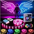 Battery Powered LED Strip Lights with Timer, 6.56 ft RGB DIY Lights with Remote Control for Bedroom, TV, Party, Piano, Cabinet, Decor, Indoor/Outdoor