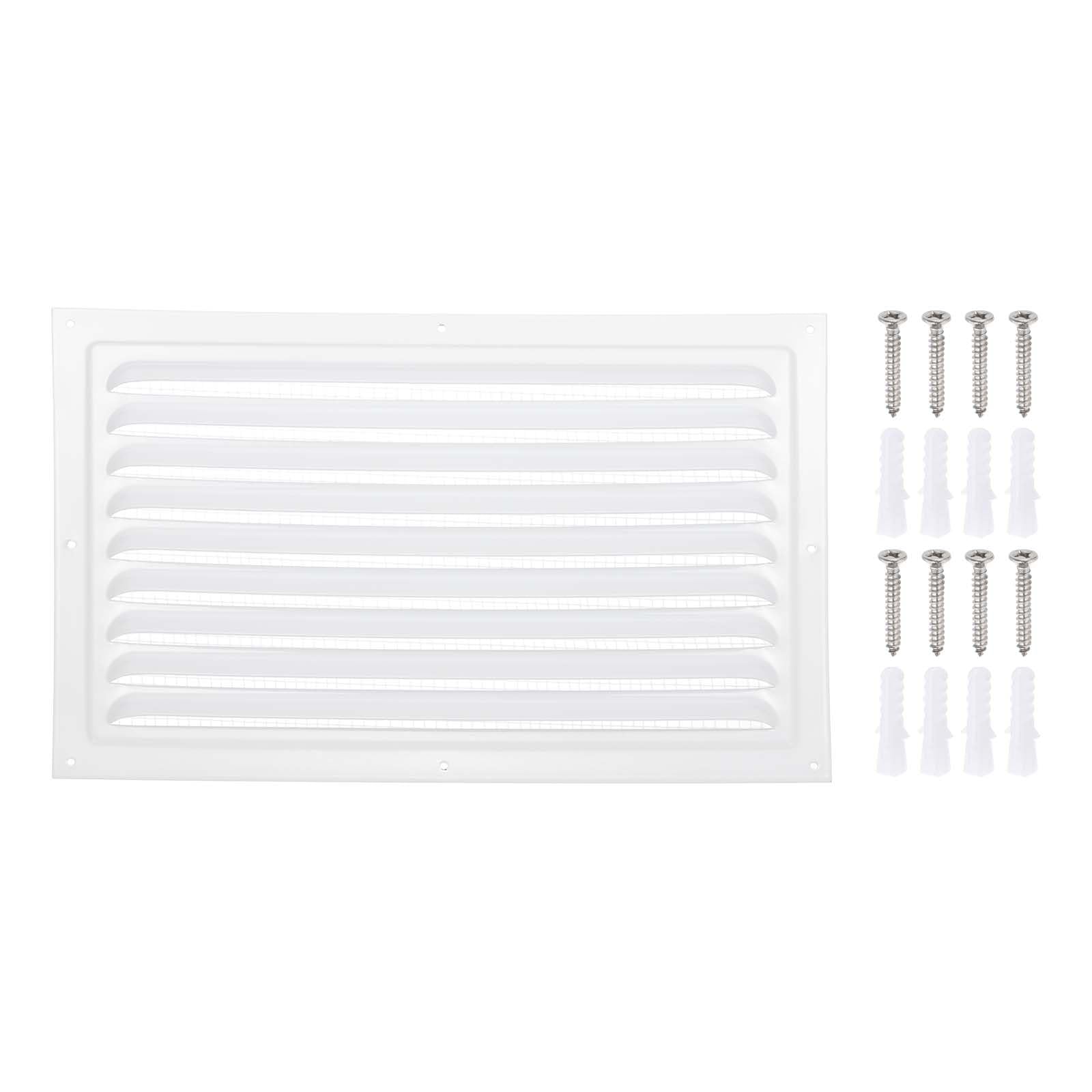 PATIKIL 8x12" Attic Vent Soffit Vent, Aluminum Alloy Rectangular Floor HVAC Air Vent Covers Metal Return Grille Louver with Screen Mesh and Screw for Wall Ceiling Attic Doors Home