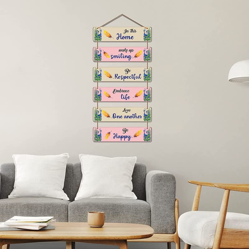 Image of Proxoto Happy Home Quote Wall Art | Wall Hanging Best for Dining Room| Livingroom | Bedroom | Home Decor Pack of 1 (Beige)