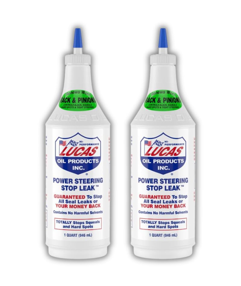 Power Steering Stop Leak Fluid 32 oz Quart, Conditions Seals Stops Leaks Reduces Noise in Hydraulic Systems for Rack and Pinion & Pumps, Universal Fit, 2 Pack