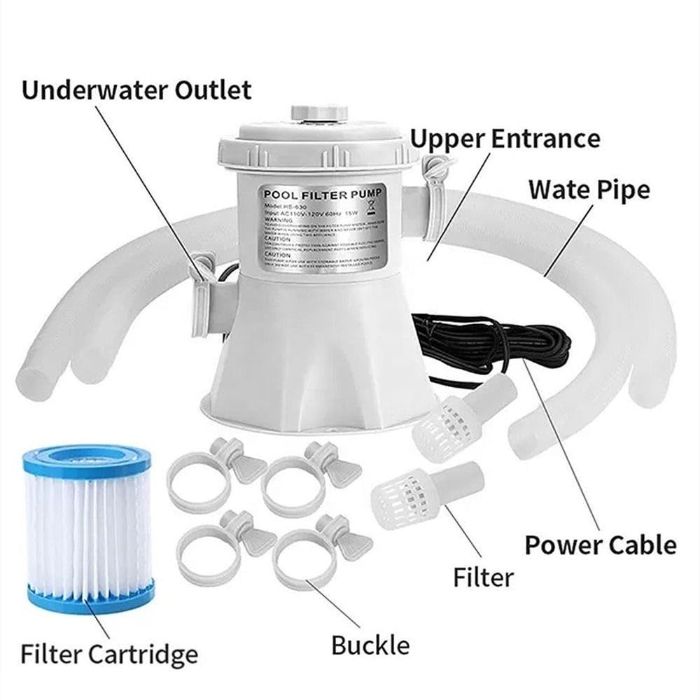 Pompa Filtro per Piscina Fuori Terra 300 Gal/H, Pompa dell'Acqua di circolazione a Cartuccia da 15 W per la Pulizia della con Telaio Facile da Pulire