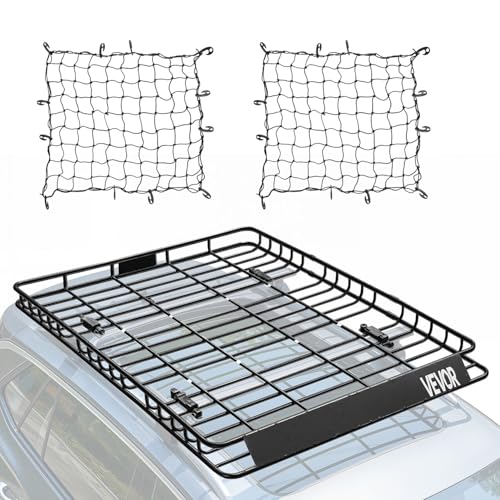 VEVOR Dachgepäckträgerkorb Autodachkorb (1630 x 1270 x 105 mm) universeller Dachgepäckträger aus rostfreiem legiertem Stahl mit Gepäcknetzen (68 kg...
