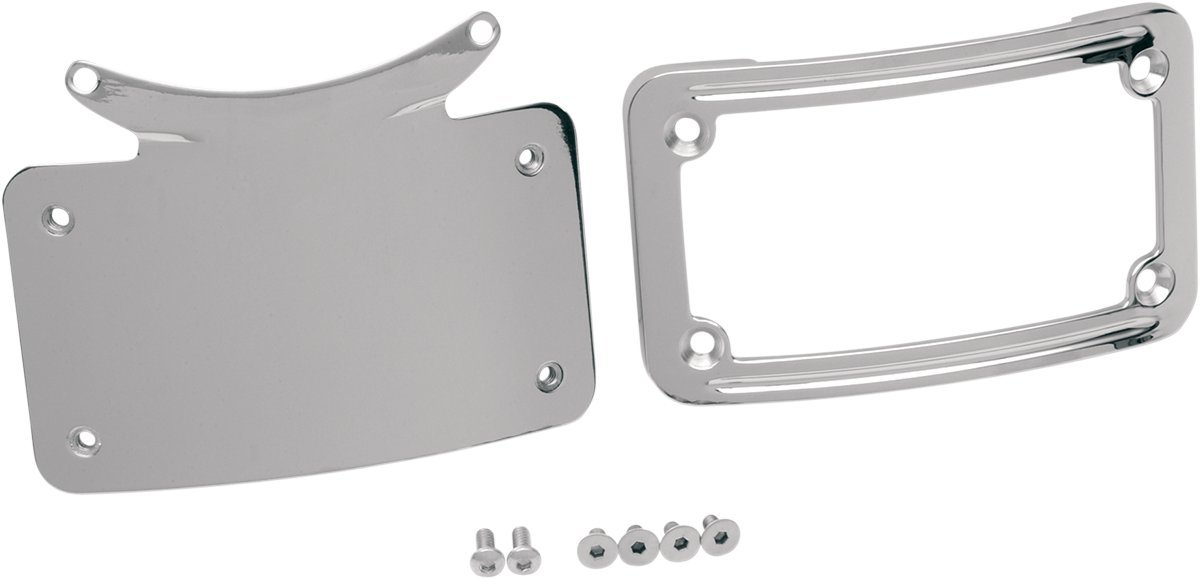 Kuryakyn 3162 Motorcycle Accent Accessory: Curved License Plate Holder Frame on Bullet Style Light Bar for 1986-2019 Harley-Davidson Motorcycles, Chrome