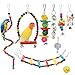 Seahelms Papageienspielzeug, Vogelkäfig-Spielzeug,Vogelkauen, Naturholz, Hängematte, Glocke, Vogelkäfig, Schaukel für Nymphensittiche, Finken, kleine Sittiche und Aras, bunt, 8 Stück