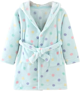 YOLIA Boys Girls Robes Kids Hooded Sleepwear Soft Fleece Bathrobes Cute Housecoat Gowns