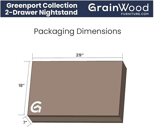 Miniatura 9 de Grain Wood Furniture Greenport - Mesita de noche de 2 cajones color gris cepillado