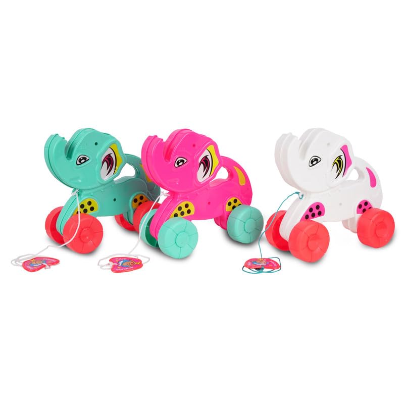 Image of Asian Portable Plastic Pull Along Sultan Elephant for Kids 1 Peace (Multicolor)
