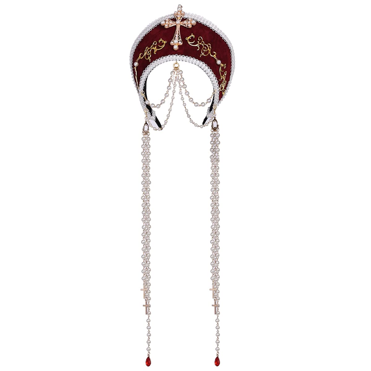 BPURB Victorian Vintage Headwear for Women Pilgrim Costume Accessory Anne Boleyn Hat Elizabethan Tudor Coronet (Style-02)