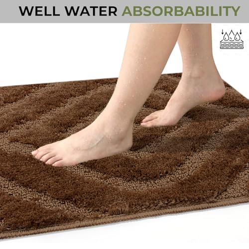 Image of Luxe Home Super Soft Microfiber Bath Mats Non-Slip TPR Backing Scotland Diamond Water Soak Bathroom Mat & Door Mats for Home Combo (38x58 cm) - Sea Coffee