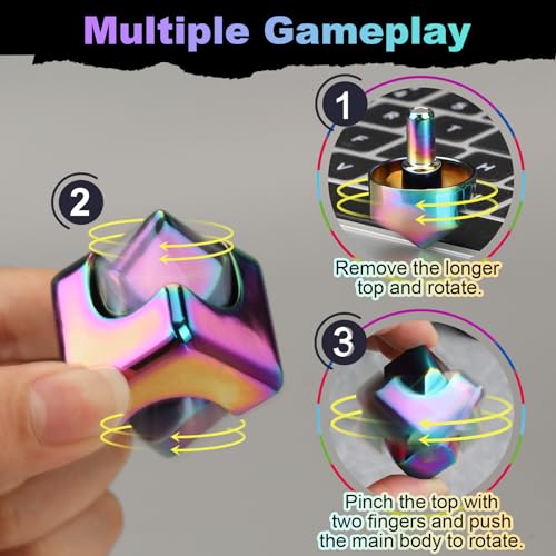 Infinity Gear Fidget Cube 2 in 1 Spinner Toy for Kids Adults Transformable Metal Creative Fignertip Top - Image 2