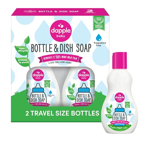 Image of Dapple Baby Fragrance-Free Baby Bottle & Dish Soap - (6 Pack) 3 fl oz - Plant-Powered Cleaner for Bottles, Pump Parts, and Sippy Cups - Travel Size