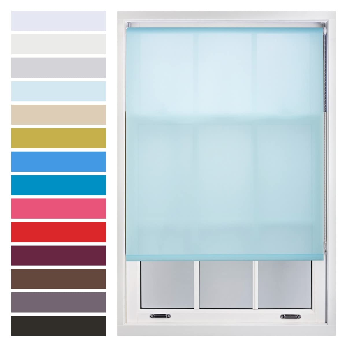 FURNISHED Roller Blinds Window Daylight in with Metal Fittings Made to Measure Up to 120W x 210H cm - Duck Egg Blue