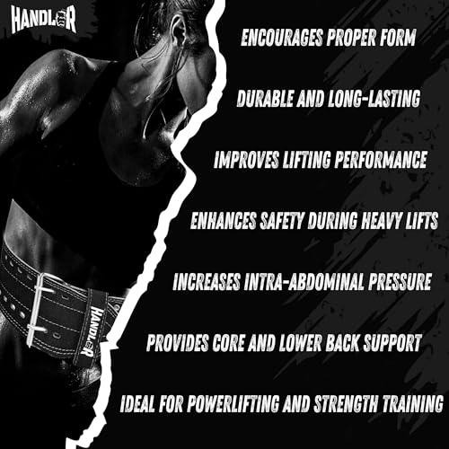 Image of Handler 100 percent all Leather Powerlifting Gym Belt- 5.5 mm | Weight Lifting Belt for Heavy Workout for Men & Women | Professional Heavy Weight Lifting (Brown, X-Large)