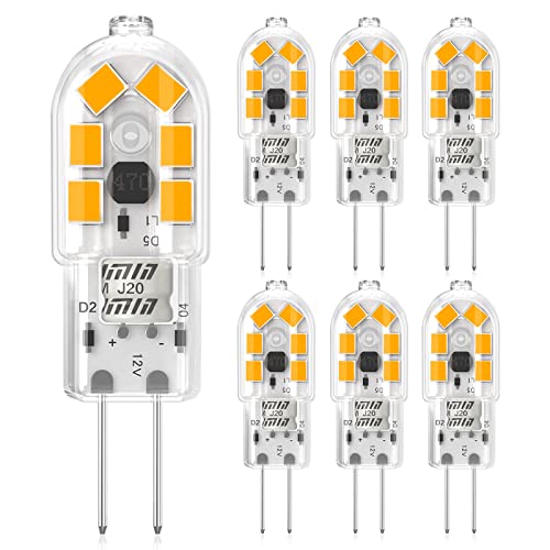 Eco.Luma G4 LED Lampen 2W Leuchtmittel, Warmweiß 3000K, Ersatz für 20W Halogenlampen, 12V LED Birnen Glühlampen Kein Flackern, Nicht Dimmbar, Stiftsockellampe Lampen, 6er Pack