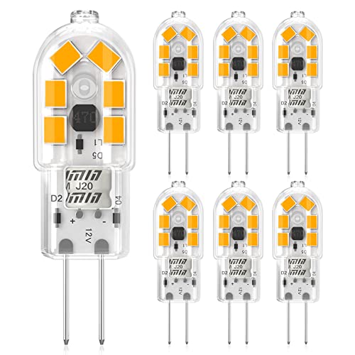 Eco.Luma G4 LED Lampen, 2W G4 LED Leuchtmittel, Warmweiß 3000K, Ersatz für 20W Halogenlampen, 12V LED Birnen Glühlampen Kein Flackern, Nicht Dimmbar, Stiftsockellampe Lampen, 6er Pack