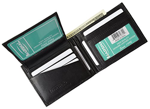 Men's Leather Bifold Wallet Removable Flip Up ID Window by Marshal ®2