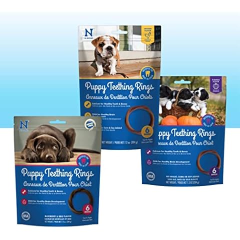 N-Bone Puppy Teething Rings 6 Count Bag Variety Pack, Chicken & Pumpkin & Blueberry BBQ Flavor, Total 3 Bags, 21.6-oz, 18 Rings Cover