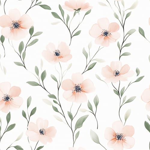 Papier peint floral rose vintage pour rénover une armoire sans colle : vinyle 40x300 cm
