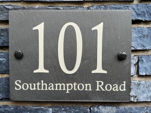 Personalised Rectangle Slate House Signs Door Number/Street Name 200x150mm Deep engraved…