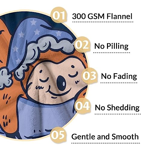 Mercuryelf Sloth Throw Blanket - Soft, Fuzzy & Warm - 30x40 Inches Small Blankets for Lap, Crib - Dark Blue Cute Throws Gift for Baby