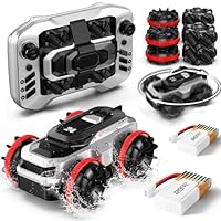 DEERC Remote Control Car for Kids – Amphibious Land & Water Convertible RC Car, Waterproof Stunt Vehicle with 360° Spins, High Speed All-Terrain Toy, 50 Min Playtime for Boys Ages 6-12