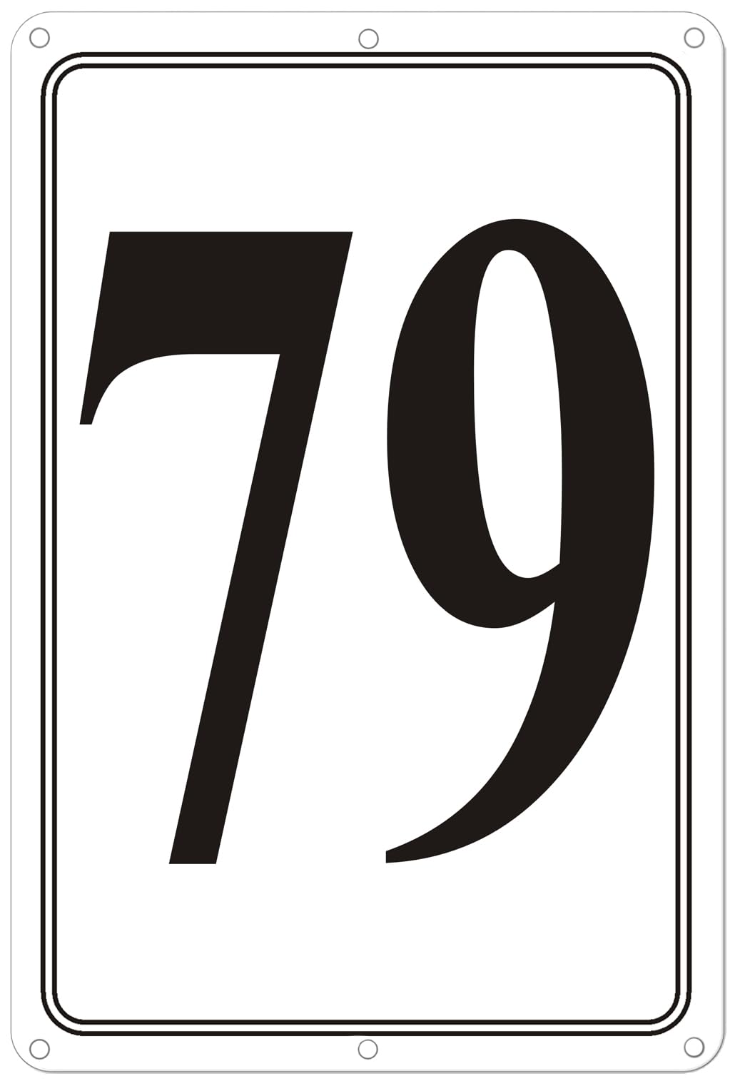 Premium Aluminum Number Signs 79, Metal 12" X 8" Numbered Signs Outdoor for Parking Lots, Floor, Dock, Court, Aisle, Field, High Visibility, No Fade, Weather-resistant