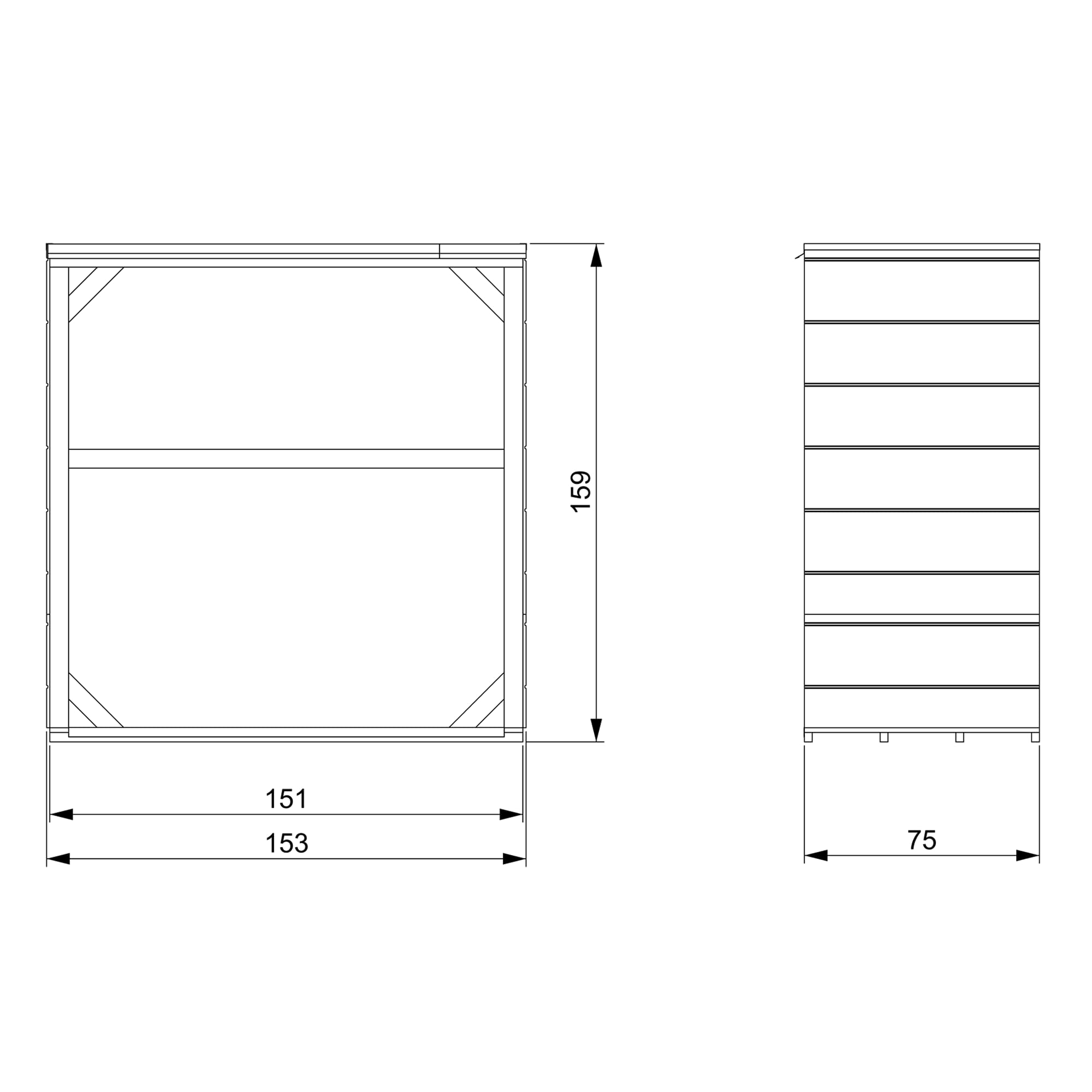 Zewnętrzny schowek na drewno opałowe 1,14 m² - 75 x 153 x H159 cm - odporna na warunki atmosferyczne wiata na drewno do ogrodu – M980-1