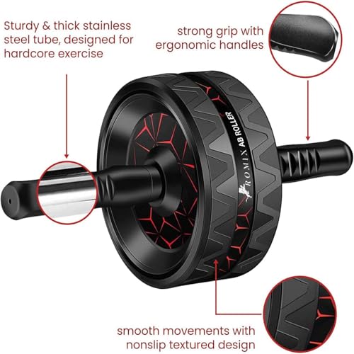 Ab Roller Exercise Wheel, Ultra-Wide Exercise Wheels with Extra Thick Knee Mat for Home Gym Fitness, Abs Workout Equipment for Abdominal and Core Strength Training for Men and Women - Image 4