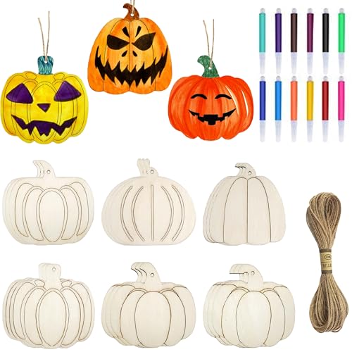 Decorazione in legno a forma di zucca, decorazione in legno, per autunno, Halloween, giorno del Ringraziamento, decorazione per feste