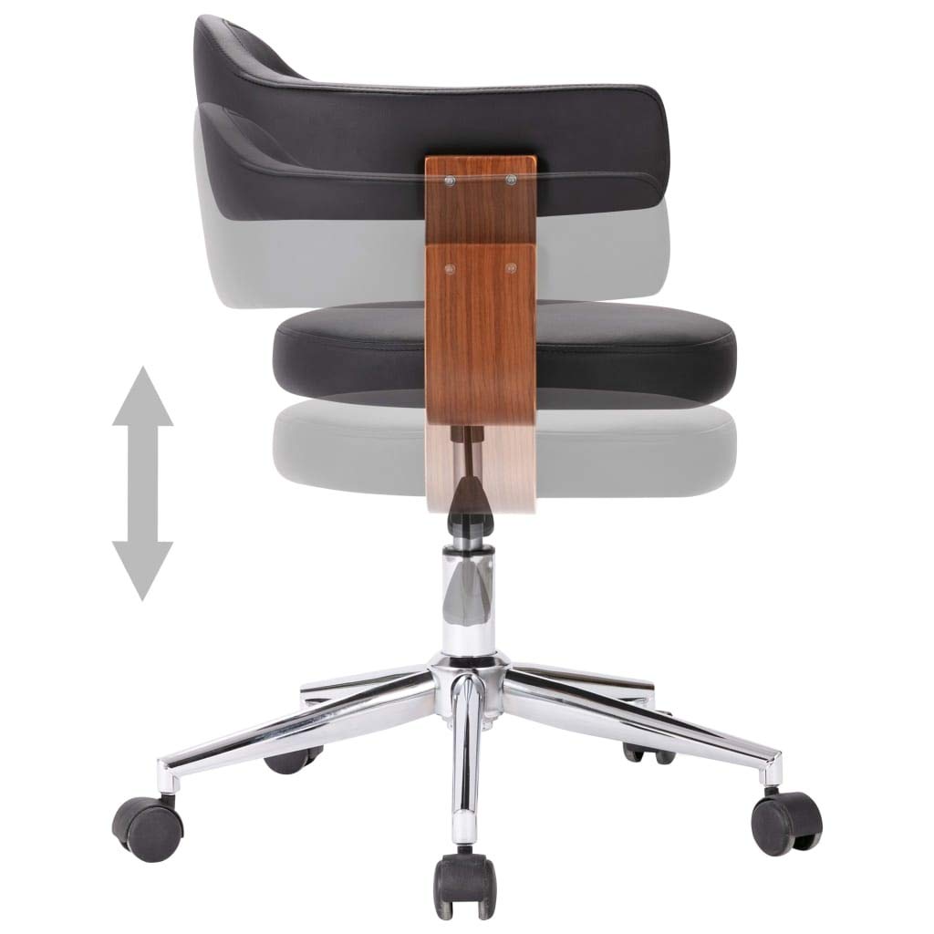 Juego de 2 sillas de comedor giratorias de piel sintética y madera curvada, giratoria 360 grados, con muelle de gas, altura ajustable, diseño moderno para salón o oficina