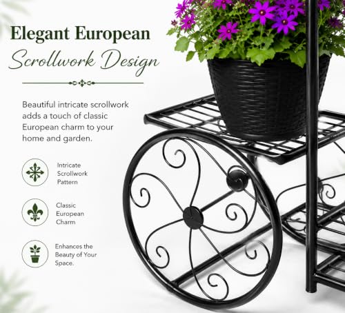 Image of 6-Tier Rust-Proof Metal Plant Stand for Balcony & Indoor Use - Heavy-Duty Gamla Stand for 6 Pots (Lohe Ka Stand) (cart design)