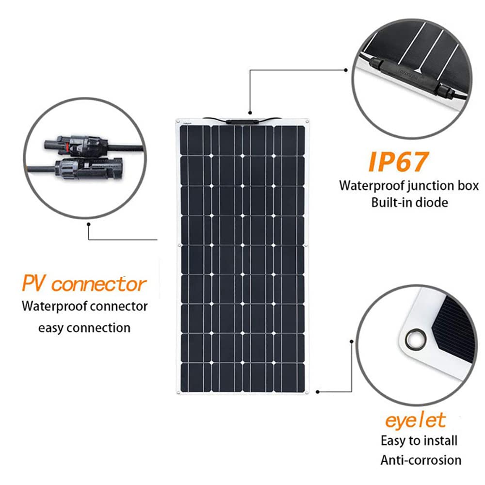 Kit Pannello Solare 18V 400W, 2 Pezzi Pannello Solare Flessibile Monocristallino Ad Efficienza off-Grid con Regolatore 30A/40A/50A/60A, per Tetto Camper Barca Auto 40A