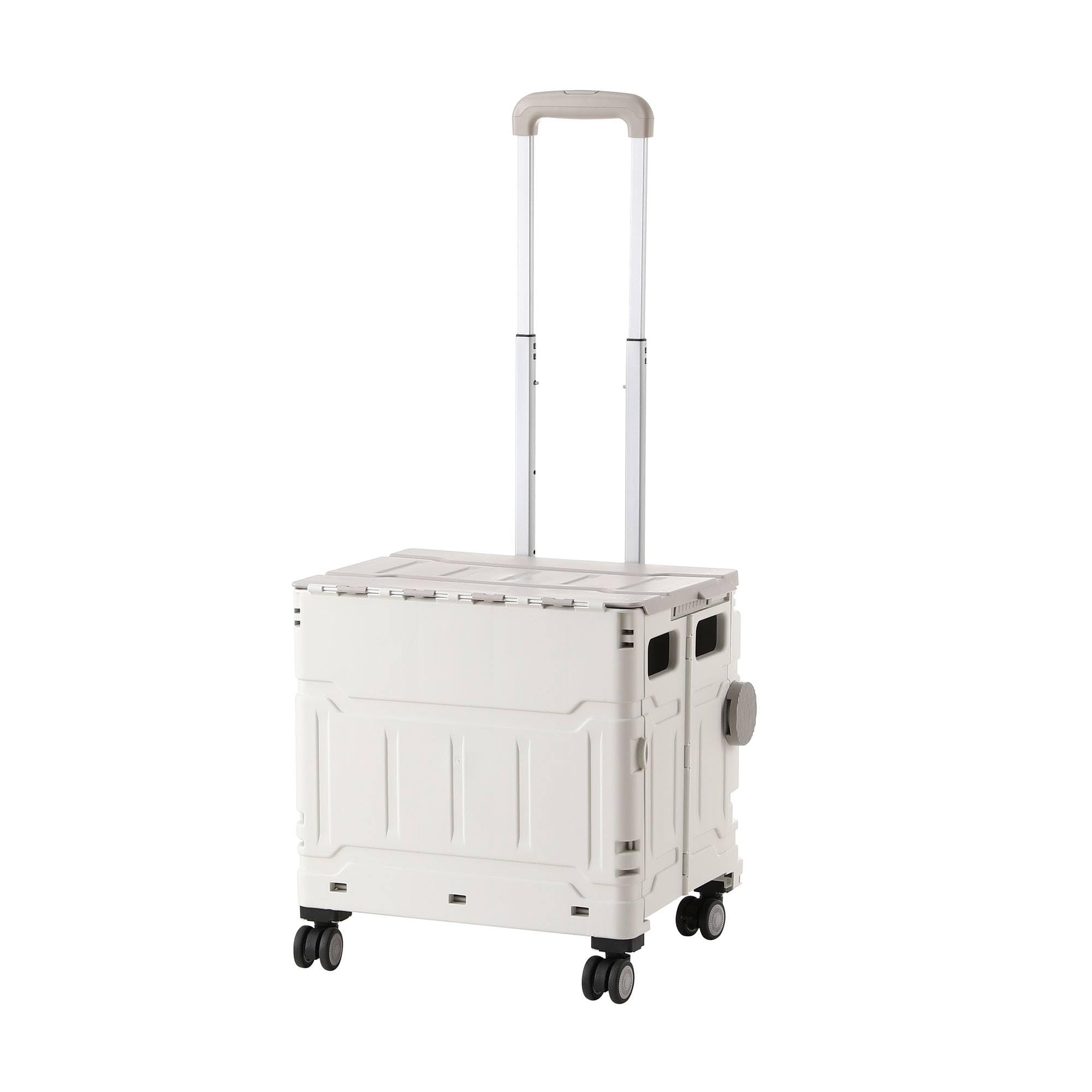Well Home Carro de la Compra Plegable Tipo Caja con Tapa y Ruedas, Caja de Almacenaje para Maletero de Coche, Asa Telescópica Reforzada, Capacidad 56L