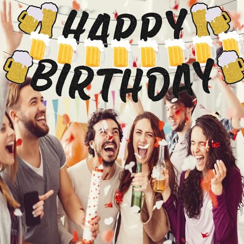 Image of Beer Birthday Banner for Beer Party and Birthday Wedding Party Supplies (Black)