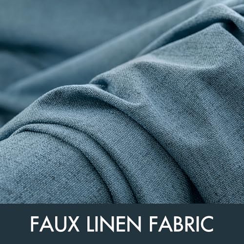 Image of MIULEE Linen Texture Curtains for Bedroom Solid 100% Blackout Thermal Insulated Dusty Blue Curtains Grommet Room Darkening Curtains /Draperies for Living Room 52x108 Inch (2 Panels)