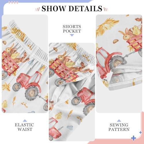 ZZXXB Farm Tractor Boys Long Pants Soft Trousers Elastic Waist Kids Lounge Bottoms with Pockets S-XL4