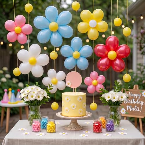 Image of Party Propz Multicolor Pastel Balloon Decoration Kit with Flower Clip And Curling Ribbon - 61Pcs Balloons for Birthday, Baby Shower Balloons, Anniversary, Party, Flower Balloon for Decoration (Latex)